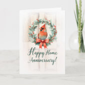 Holiday Home Anniversary Cardinal Wreath with Door カード (正面)