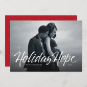 Holiday Hopeスクリプトモダン写真クリスマスカード シーズンカード (正面/裏面)