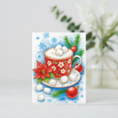 Holiday Hot Cocoa Marshmallows Christmas Postcard シーズンポストカード (スタンド正面)