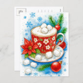 Holiday Hot Cocoa Marshmallows Christmas Postcard シーズンポストカード (正面/裏面)