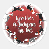 Holiday Husky Stickers Custom Sled Dog Stickers ラウンドシール (正面)