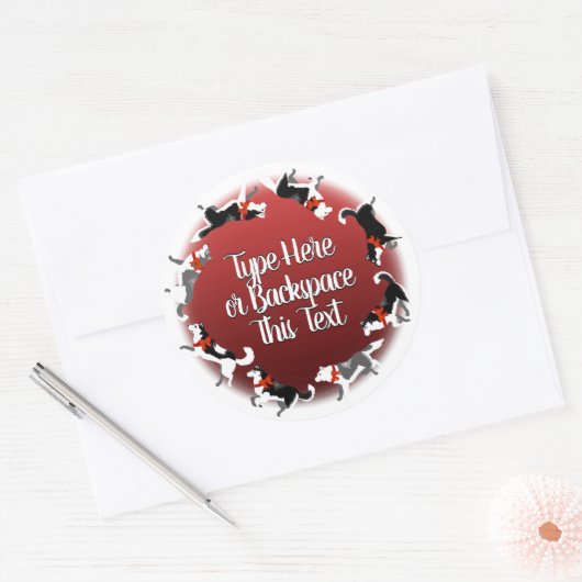 Holiday Husky Stickers Custom Sled Dog Stickers ラウンドシール (封筒)