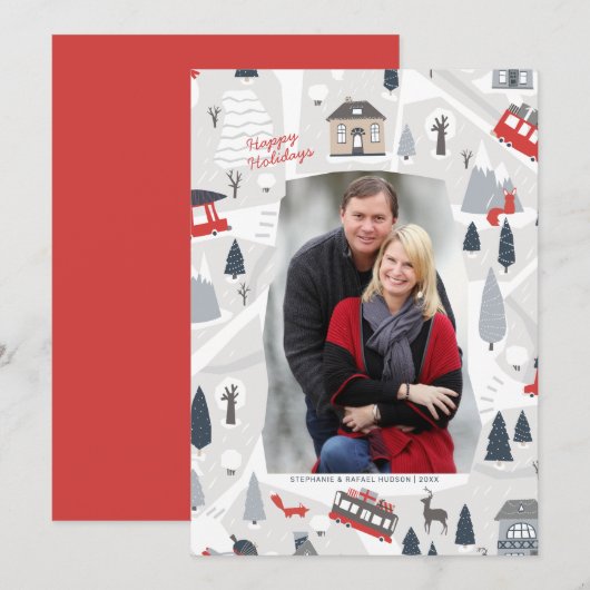 Holiday in the City Christmas Photo シーズンカード (正面/裏面)