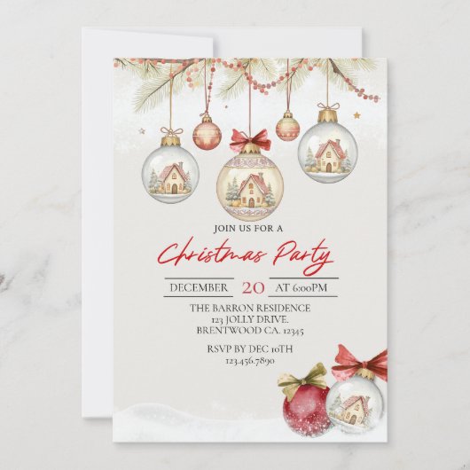 Holiday Invitation, Holiday Party, Christmas Party 招待状 (正面)