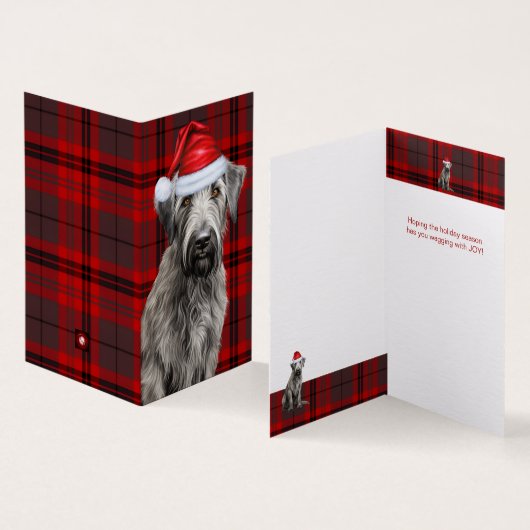 Holiday Irish Wolfhound Dog Red Plaid Christmas (内部&外部)