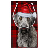 Holiday Irish Wolfhound Dog Red Plaid Christmas スモールペーパーバッグ (裏面)