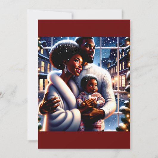 Holiday Joy：若い家族のクリスマスショッピングA シーズンカード (正面)