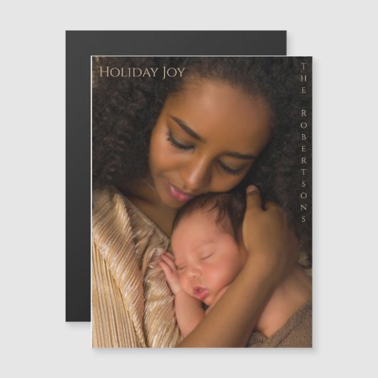 Holiday Joy Modern Magnetic Photo Christmas (正面/裏面)