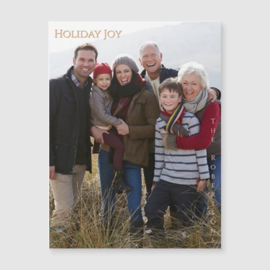 Holiday Joy Modern Warm Magnetic Photo Holiday  (正面)
