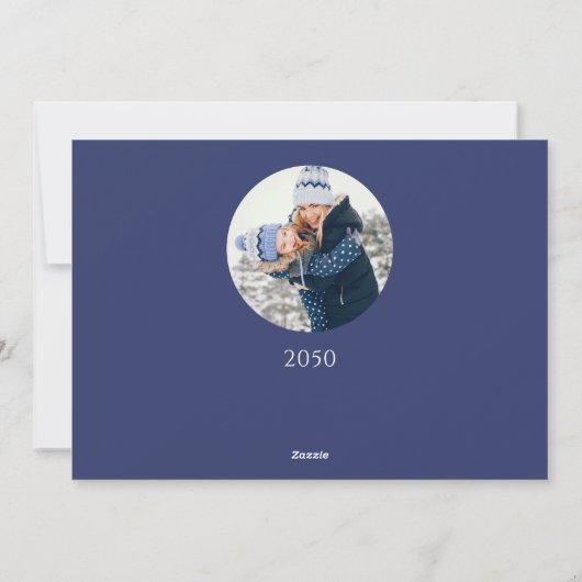 Holiday Joyful Scriptブルーホワイトスノーフレーク2写真 シーズンカード (裏面)