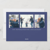 Holiday Joyful Script Blue White Snowflake 4写真 シーズンカード (裏面)