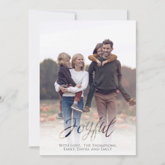 Holiday Joyful Script Red Winter Snowflake 1写真 シーズンカード (正面)