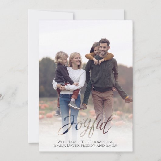 Holiday Joyful Script Red Winter Snowflake 1写真 シーズンカード (正面)