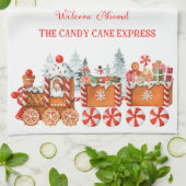 Holiday kitchen towel candy cane express キッチンタオル (折り畳み)