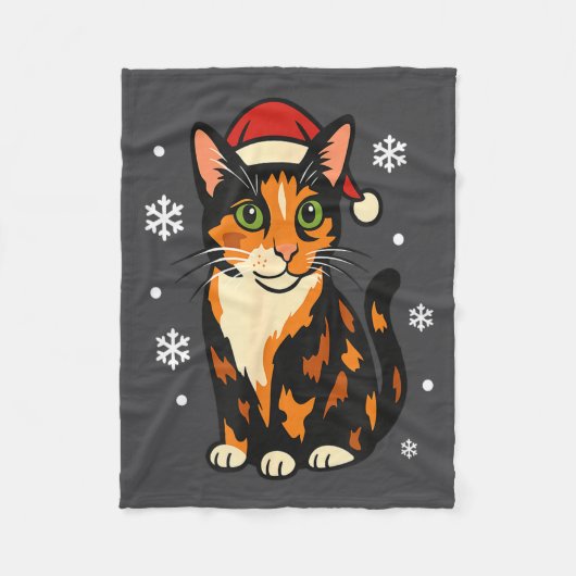 Holiday Kitten Cute Christmas Cat Design Uni  フリースブランケット (正面)