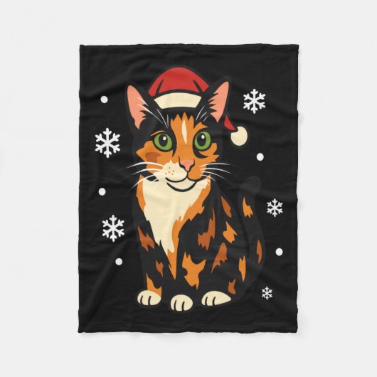 Holiday Kitten Cute Christmas Cat Design Uni Long  フリースブランケット (正面)