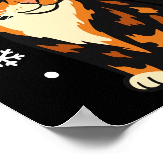 Holiday Kitten Cute Christmas Cat Design Uni Long  ポスター (角)