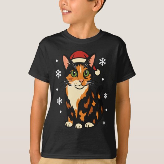Holiday Kitten Cute Christmas Cat Design Uni Long  Tシャツ (正面)