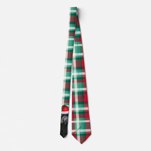 Holiday Labradoodle Red Green Plaid Christmas ネクタイ (裏面)