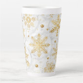Holiday latte cup in gold and white カフェラテマグ (正面)