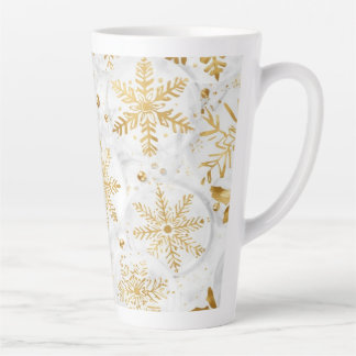 Holiday latte cup in gold and white カフェラテマグ
