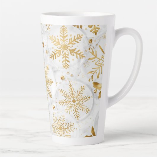 Holiday latte cup in gold and white カフェラテマグ (右)