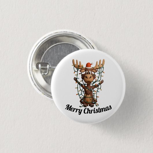 Holiday Lights Moose 缶バッジ (正面&裏面)