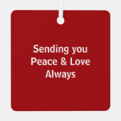 Holiday Love and Peace Cute Dog Photo with Dad メタルオーナメント (裏面)