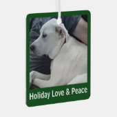 Holiday Love and Peace Cute Dog Photo with Dad メタルオーナメント (正面右)