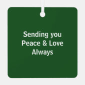 Holiday Love and Peace Cute Dog Photo with Dad メタルオーナメント (裏面)