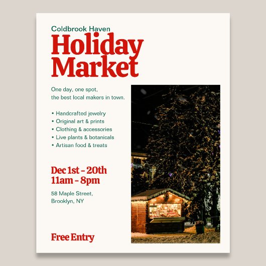 Holiday Market Retro Photo Flyer チラシ