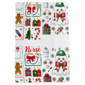 Holiday Medical with Stethoscope Christmas Nurse ミディアムペーパーバッグ (裏面)