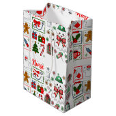 Holiday Medical with Stethoscope Christmas Nurse ミディアムペーパーバッグ (裏面アングル)