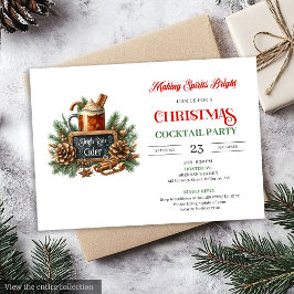 Holiday modern Christmas cocktail party invitation 招待状