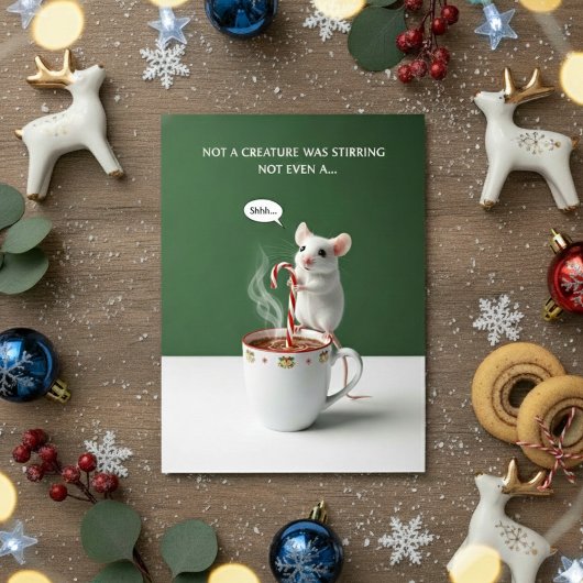 Holiday Mouse Oops Stirring Cup Funny Xmas Card シーズンカード
