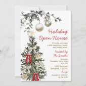 Holiday Open House Christmas Tree Holiday Party 招待状 (正面)