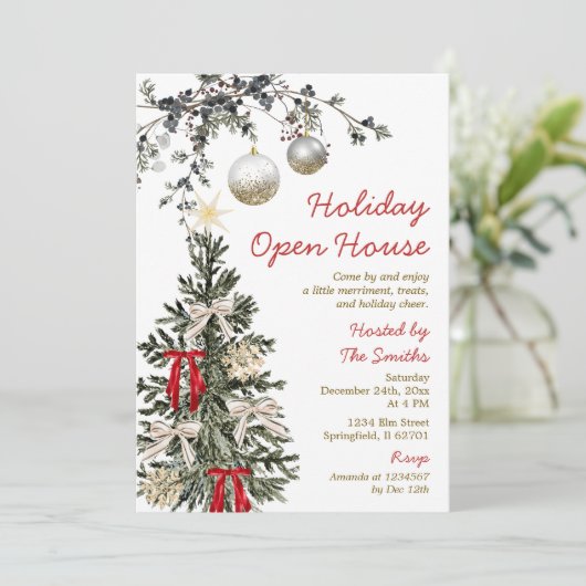 Holiday Open House Christmas Tree Holiday Party 招待状 (スタンド正面)