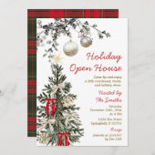 Holiday Open House Christmas Tree Holiday Party 招待状 (正面/裏面)