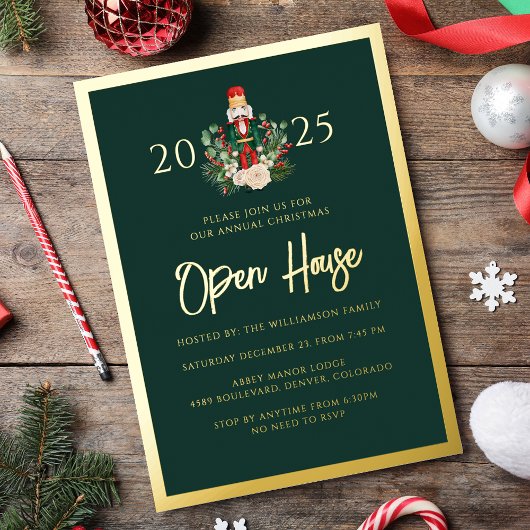 Holiday Open House Nutcracker Christmas Party 箔招待状