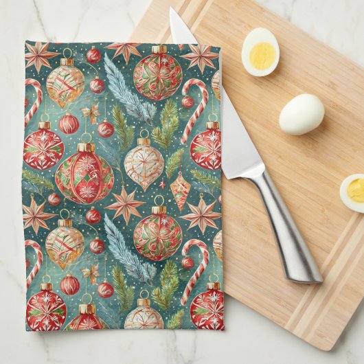 Holiday Ornaments  キッチンタオル (四つ折り)