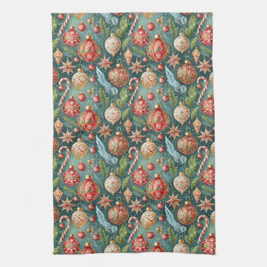 Holiday Ornaments キッチンタオル (縦)