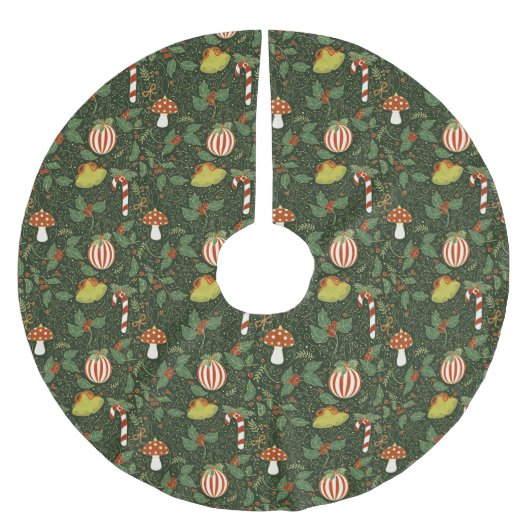 Holiday ornaments Dark Green Tree Skirt ブラッシュドポリエステルツリースカート (正面)