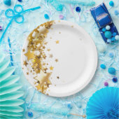 Holiday Paper Plates Gold Stars ペーパープレート (パーティー)