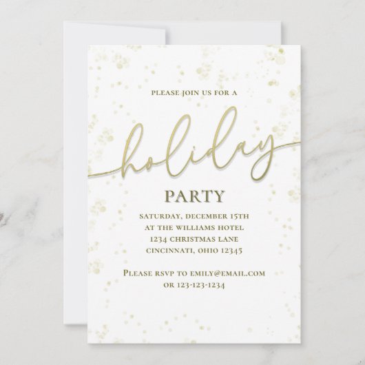 Holiday Party Gold Calligraphy Script Custom 招待状 (正面)