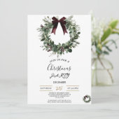 Holiday Party Invitation Elegant Christmas Wreath 招待状 (スタンド正面)