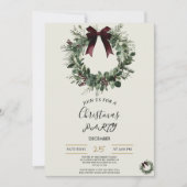 Holiday Party Invitation Elegant Christmas Wreath 招待状 (正面)