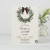 Holiday Party Invitation Elegant Christmas Wreath 招待状 (スタンド正面)