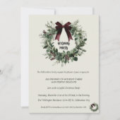Holiday Party Invitation Elegant Christmas Wreath 招待状 (正面)