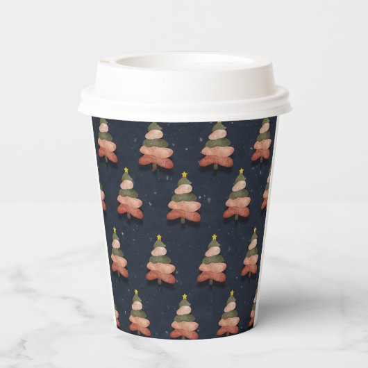 Holiday Party Midnight Blue Christmas Tree Design 紙コップ (裏面)