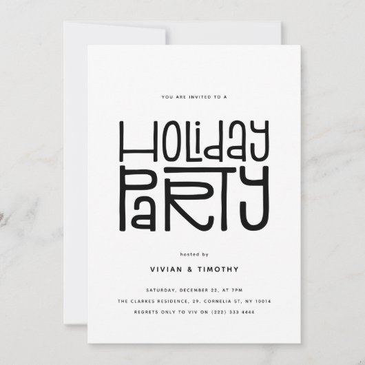 Holiday Party Modern Christmas 招待状 (正面)